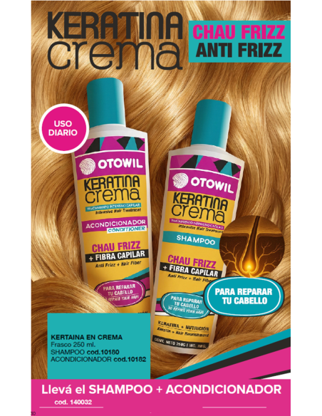Kit keratina crema: shampoo + acondicionador