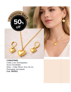 Collar con Dije y Aros Corazones Gold