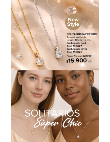 Cadena con Colgante Solitario Gold