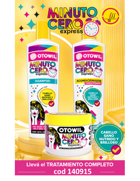 Minuto cero - Shampoo + acondicionador + Tratamiento  x250 c/u