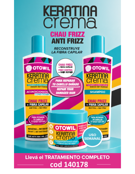 KIT Keratina en crema - Shampoo + acondicionador + tratamiento pote 250 grs