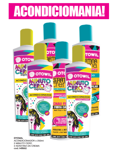 Kit Acondicionador 250 ml c/u - Keratina Crema x3 + MinutoCero x 3