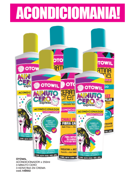 Kit Acondicionador 250 ml c/u - Keratina Crema x3 + MinutoCero x 3