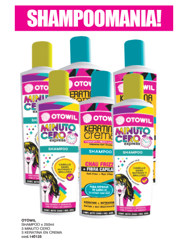 Kit shampoo 250 ml c/u - Keratina Crema x3 + MinutoCero x 3