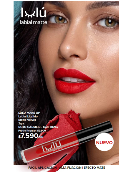 Labial Liquido Mate x 2 grs T7 Rojo Carmesi